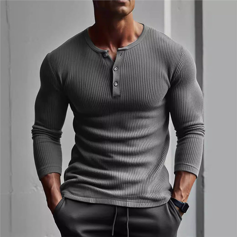 Chemise à manches longues ajustée pour hommes avec structure côtelée et patte de boutonnage Chic und Stil