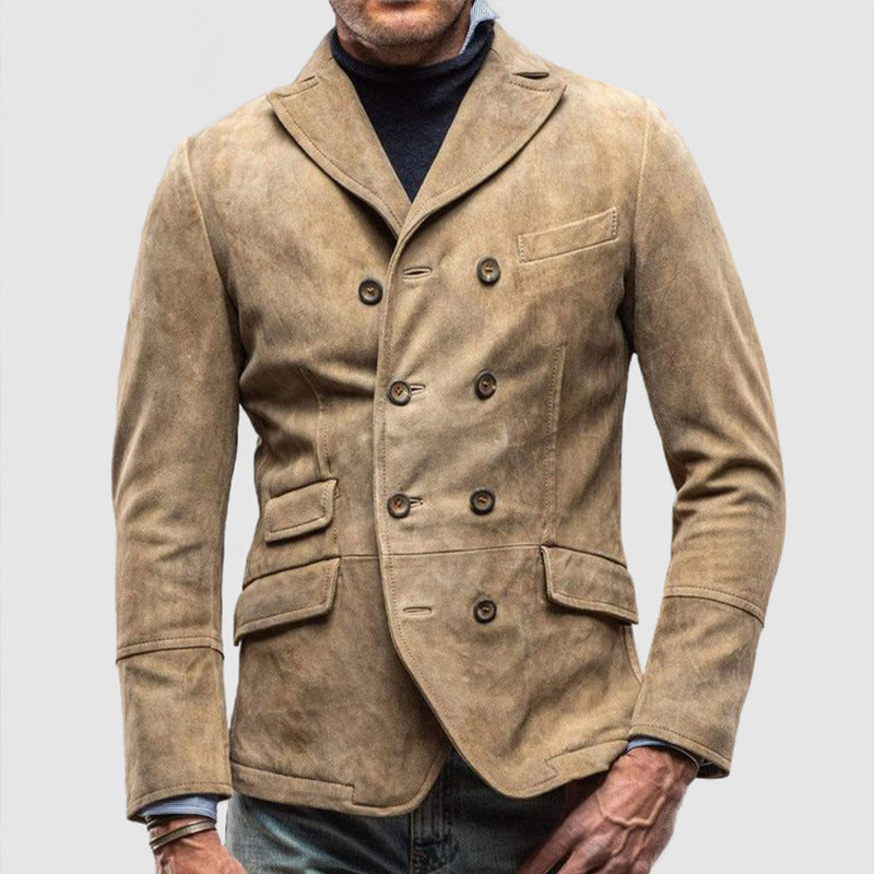 Blazer en daim élégant pour hommes avec double boutonnage et poches pratiques Chic und Stil