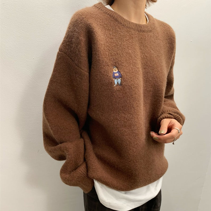 Dames Pull basique confortable avec motif brodé mignon Chic und Stil