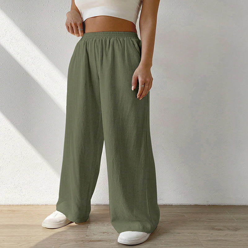 Pantalon ample de loisirs pour femmes avec taille élastique et poches latérales pratiques Chic und Stil