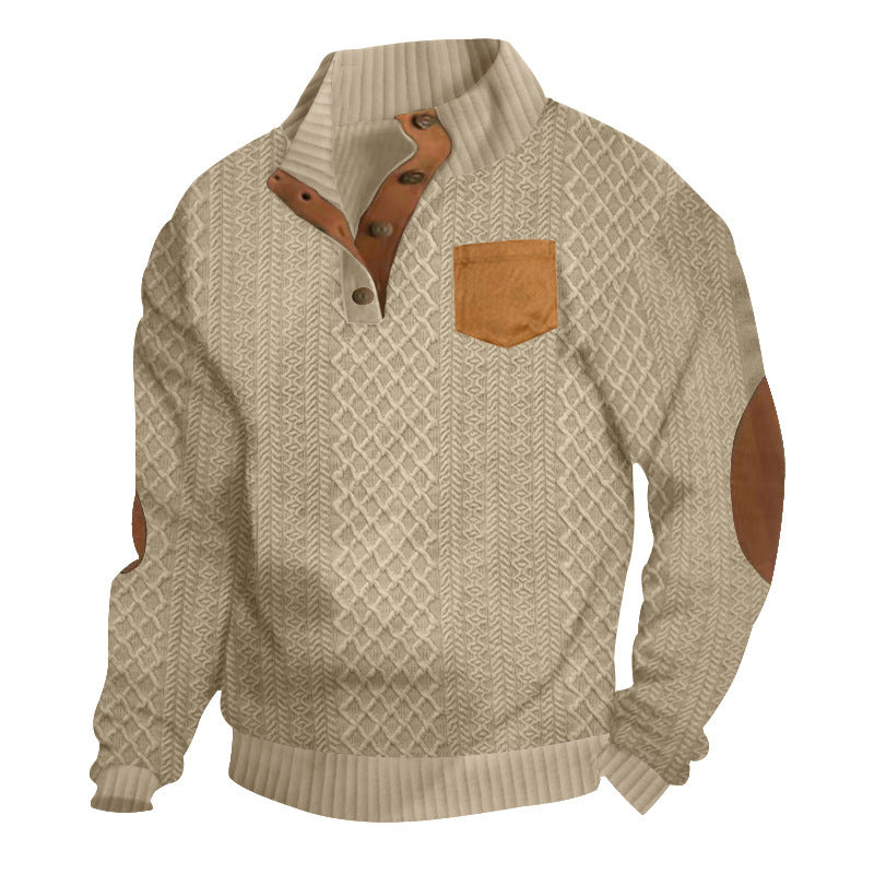 Pull en tricot pour hommes avec col montant et patte de boutonnage Chic und Stil
