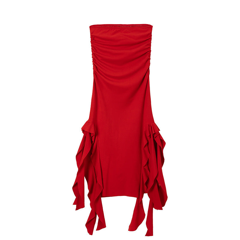 Robe maxi à fronces pour dames avec ourlet asymétrique Chic und Stil