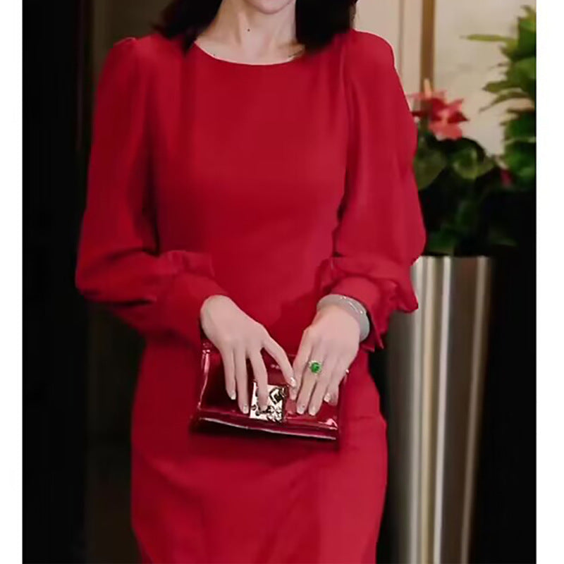 Robe midi élégante pour femmes avec manches bouffantes Chic und Stil 1750847001