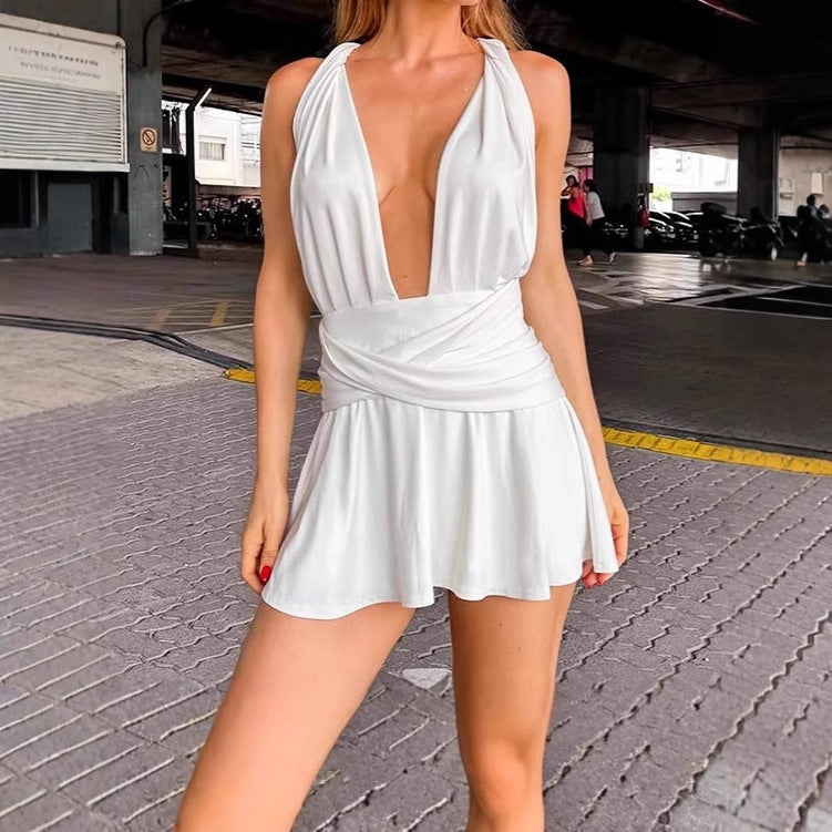 Robe portefeuille pour femmes avec décolleté en V profond et jupe évasée Chic und Stil