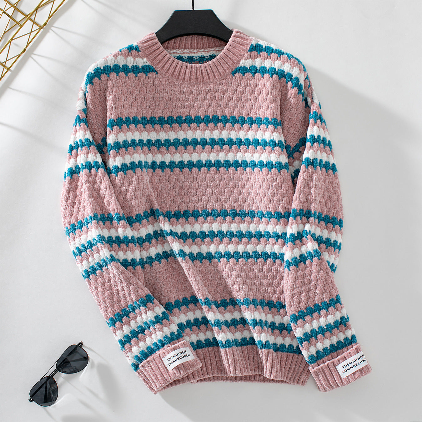 Pull en tricot pour femmes avec un mélange de motifs texturé et un col rond confortable Chic und Stil