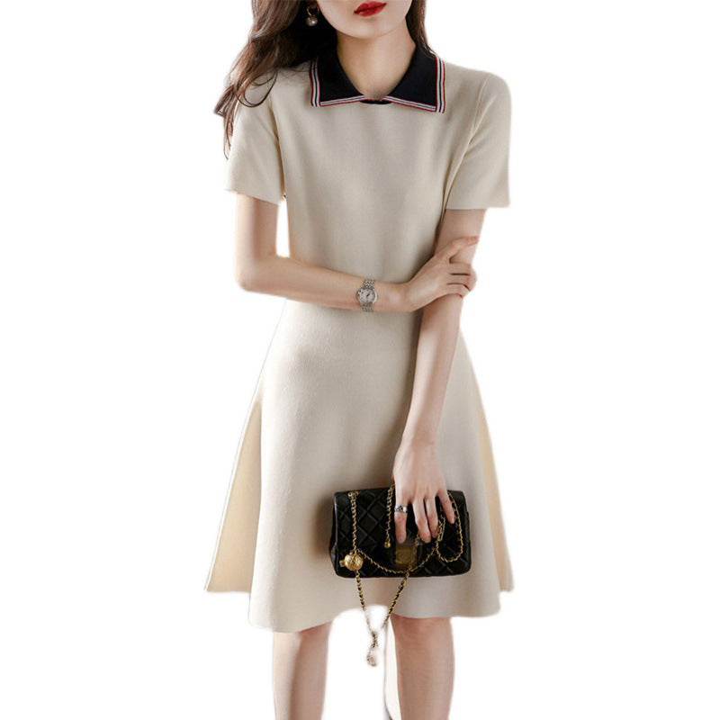 Robe Polo Femme avec Jupe Évasée Chic und Stil