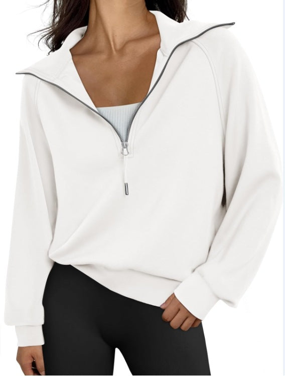 Pull-over décontracté pour dames avec col montant et zip Chic und Stil