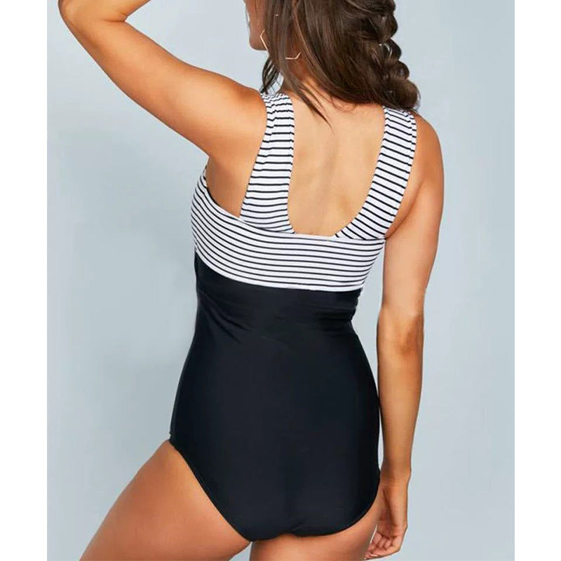 Maillot de bain à encolure halter rayé pour femmes Chic und Stil