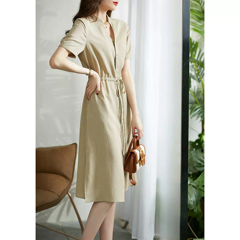 Robe midi décontractée à boutons pour femmes Chic und Stil