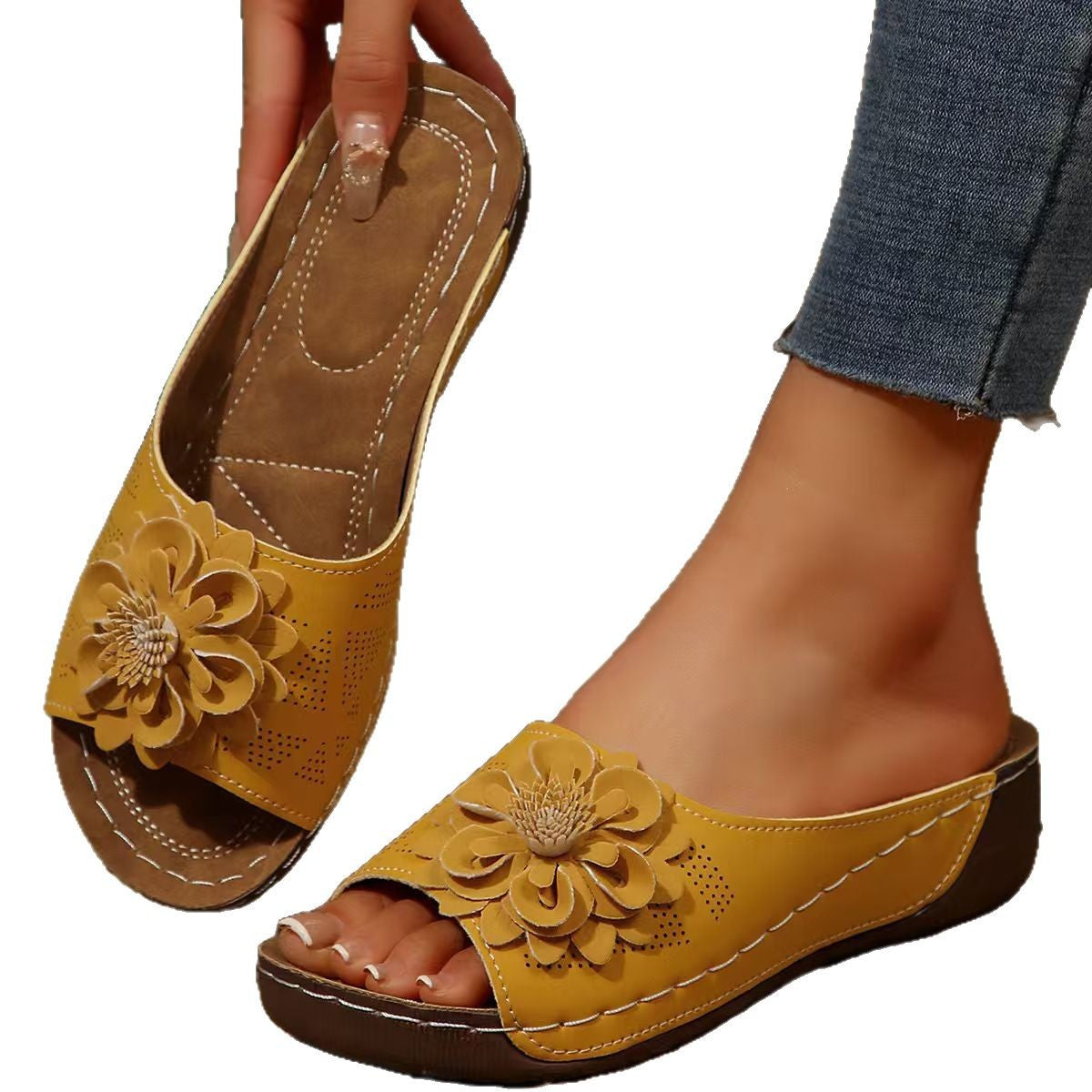Sandales à glissière fleuries pour femmes Chic und Stil