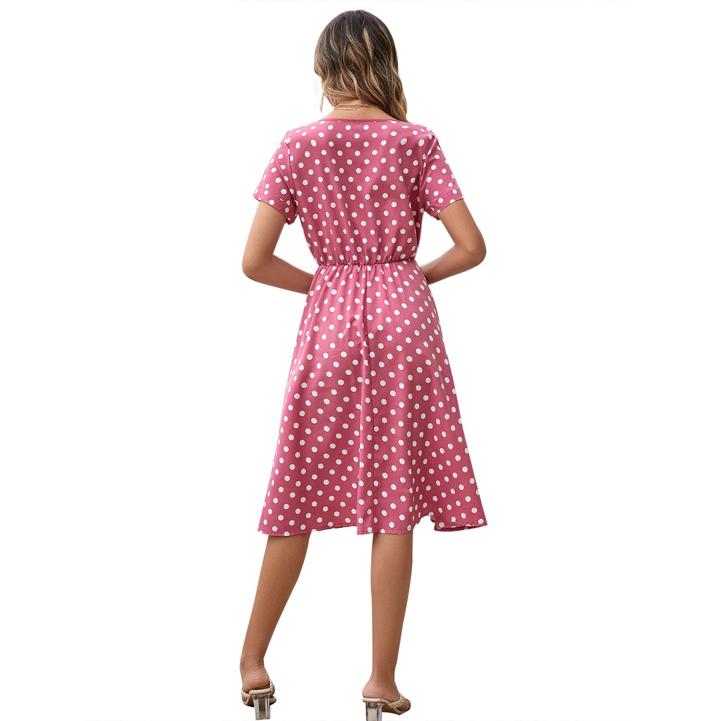 Robe midi pour femmes en matériau de coton souple et taille élastique Chic und Stil