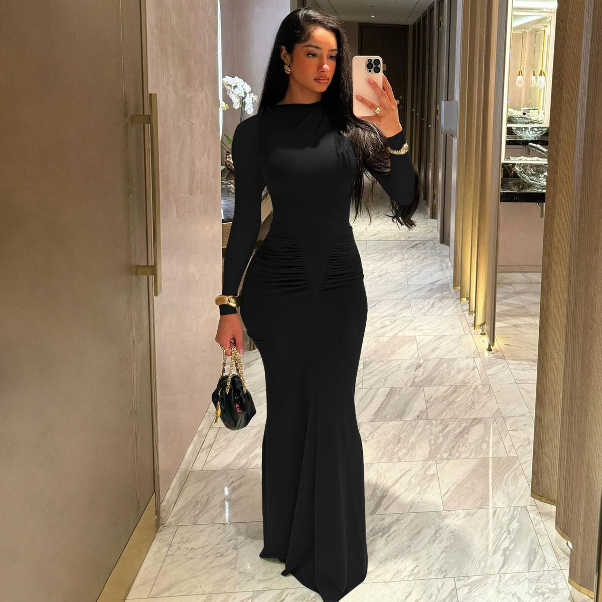 Robe maxi élégante à manches longues Chic und Stil