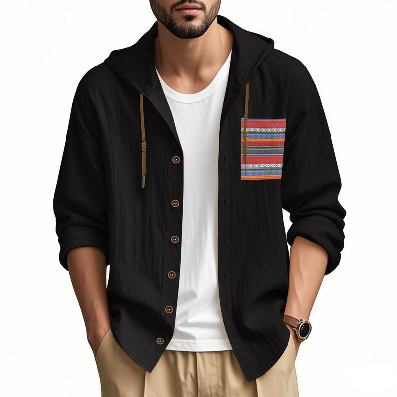 Veste à capuche décontractée pour hommes avec motif coloré et boutons pratiques Chic und Stil
