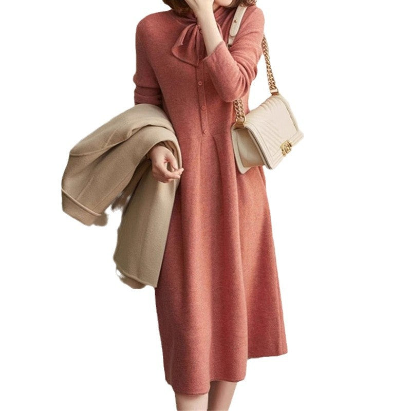 Robe midi à manches longues avec nœud pour femmes Chic und Stil