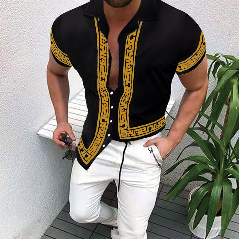 Chemise à manches courtes géométrique à boutons Chic und Stil