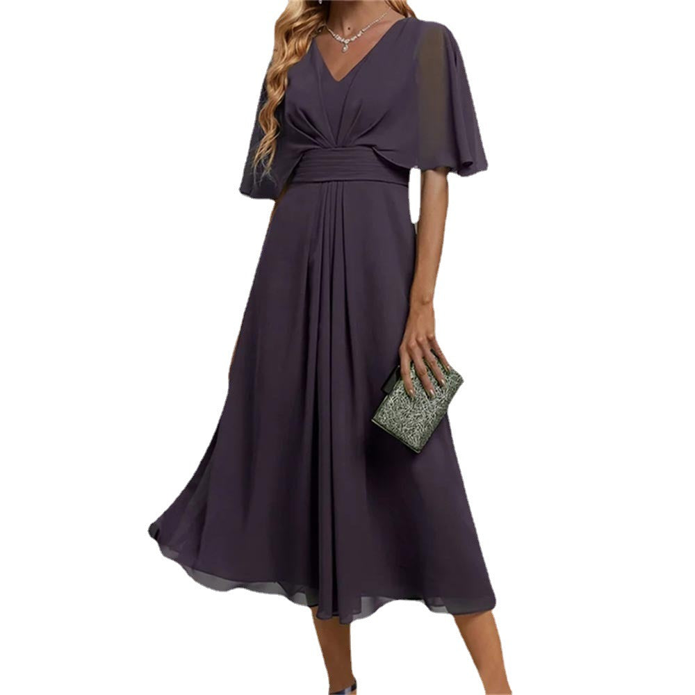 Robe midi fluide à décolleté en V pour femmes Chic und Stil
