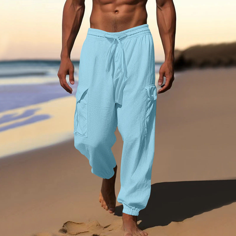 Pantalon cargo décontracté pour hommes avec taille élastique et poches latérales pratiques Chic und Stil