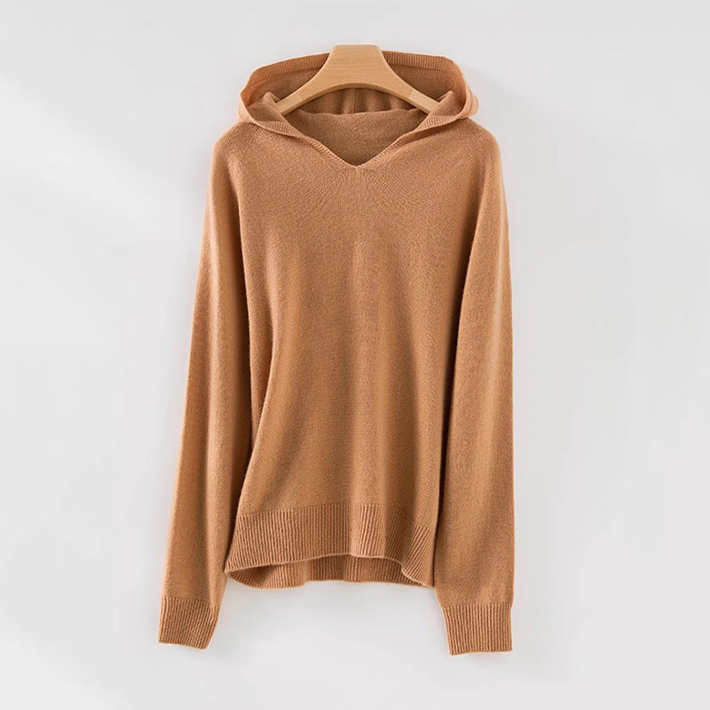 Sweat à capuche V en tricot confortable pour femmes Chic und Stil