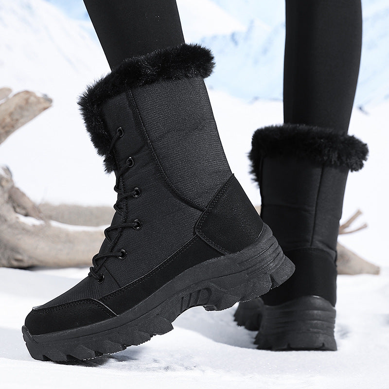 Bottes d'hiver pour femmes avec semelle antidérapante et fausse fourrure à la mode Chic und Stil