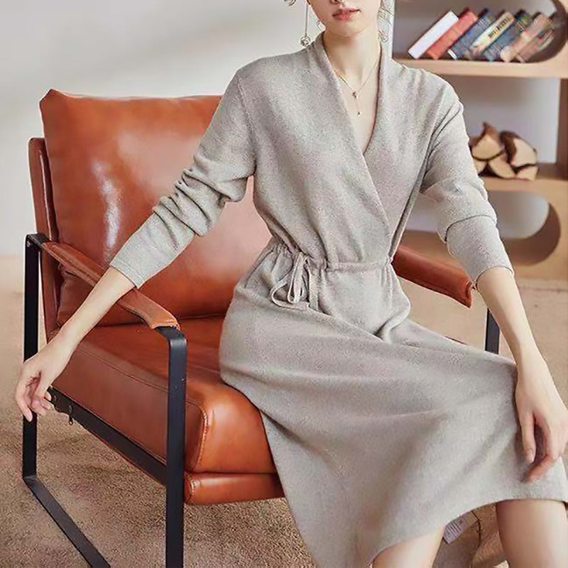 Robe midi enveloppante pour femme avec ceinture ajustable Chic und Stil