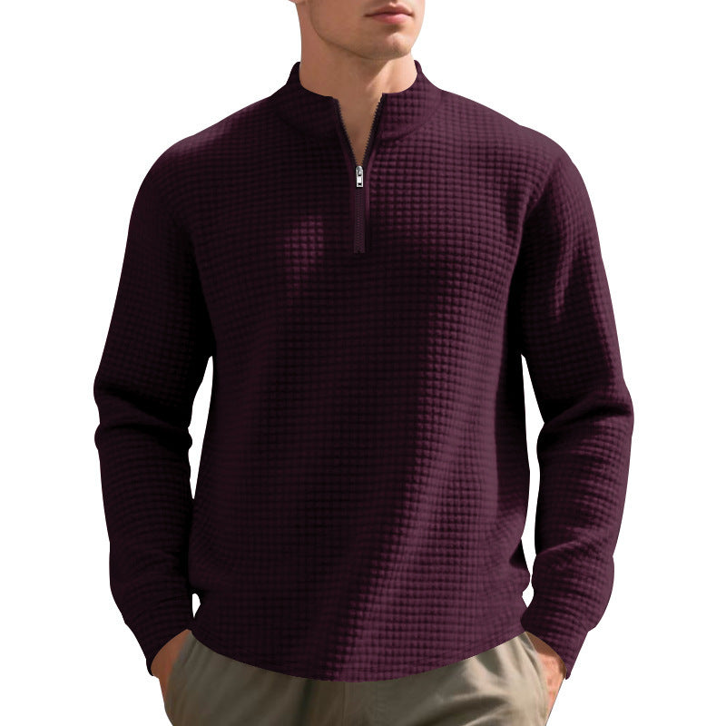 Pull pour hommes en polaire avec col montant, fermeture éclair et design structuré Chic und Stil