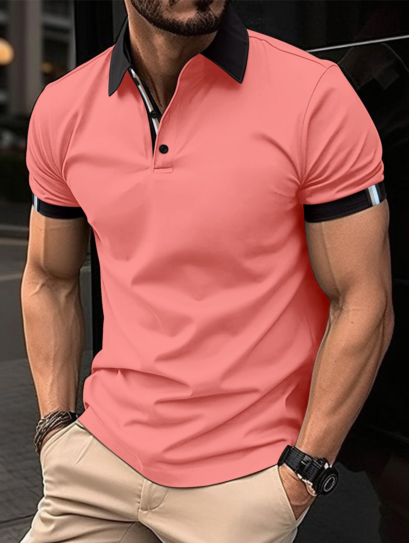 Polo de performance pour homme avec détails contrastés Chic und Stil