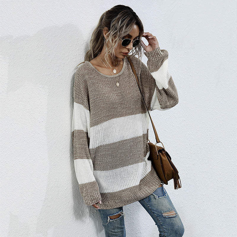 Pull-over en tricot décontracté pour femmes avec un motif de rayures bloc moderne et une coupe oversize Chic und Stil