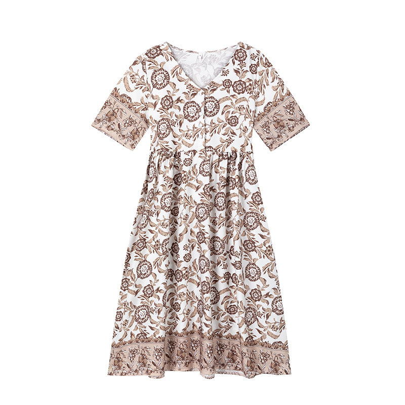 Robe midi chic et stylée à motifs floraux pour femmes