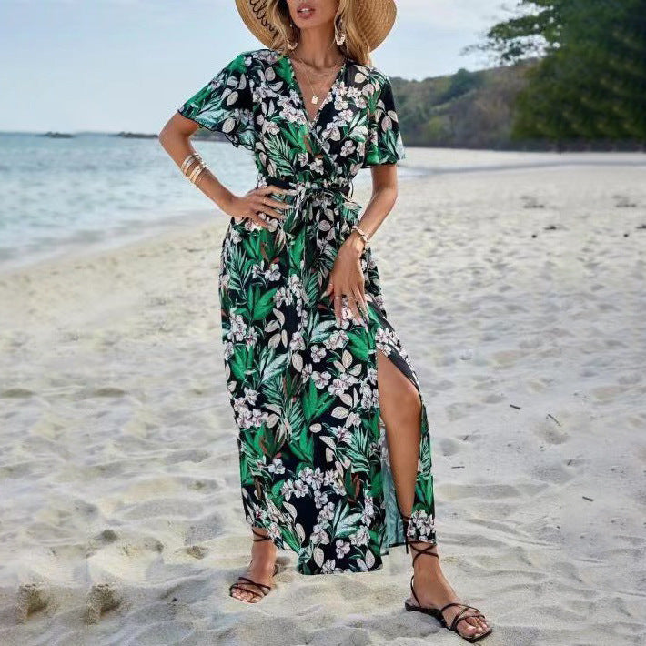 Robe Maxi en Viscose à Motif Fleurs pour Femmes Chic und Stil 1751507051