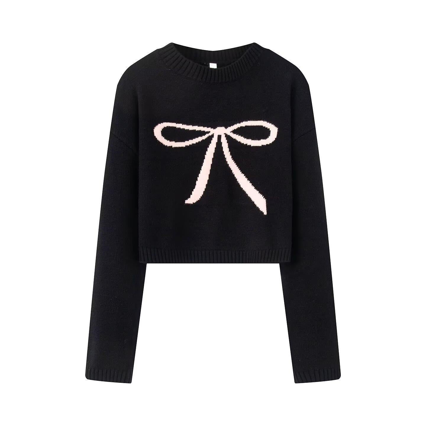 Pull-over en tricot court pour femmes avec design de nœud décoratif Chic und Stil