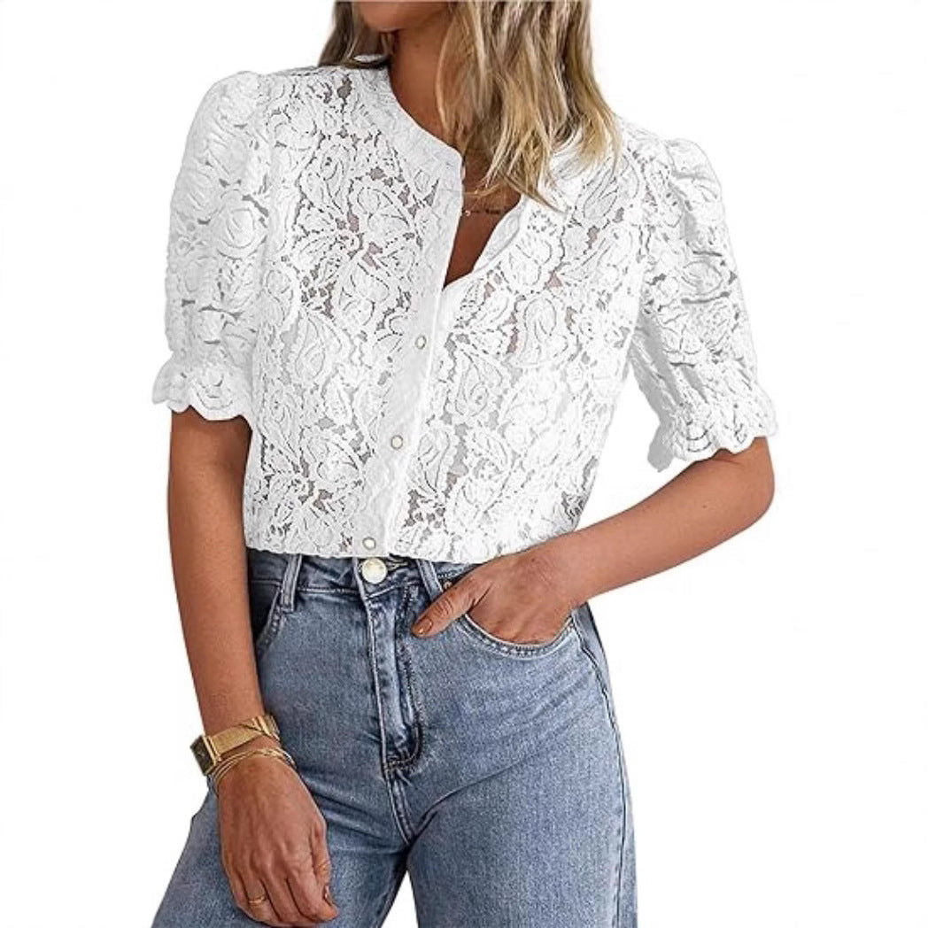 Blouse à superposition en dentelle pour femmes Chic und Stil