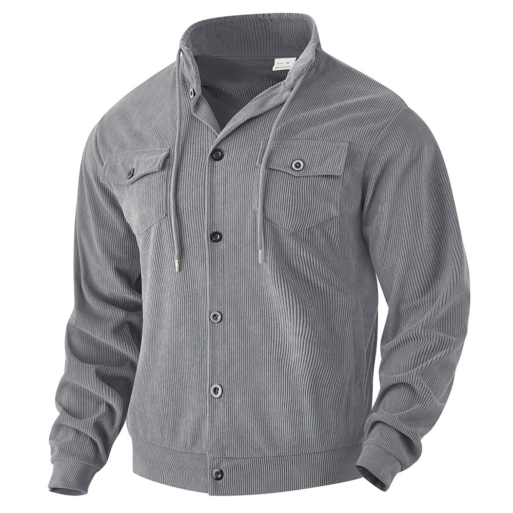 Chemise utility pour hommes en velours côtelé texturé avec poches poitrine pratiques Chic und Stil