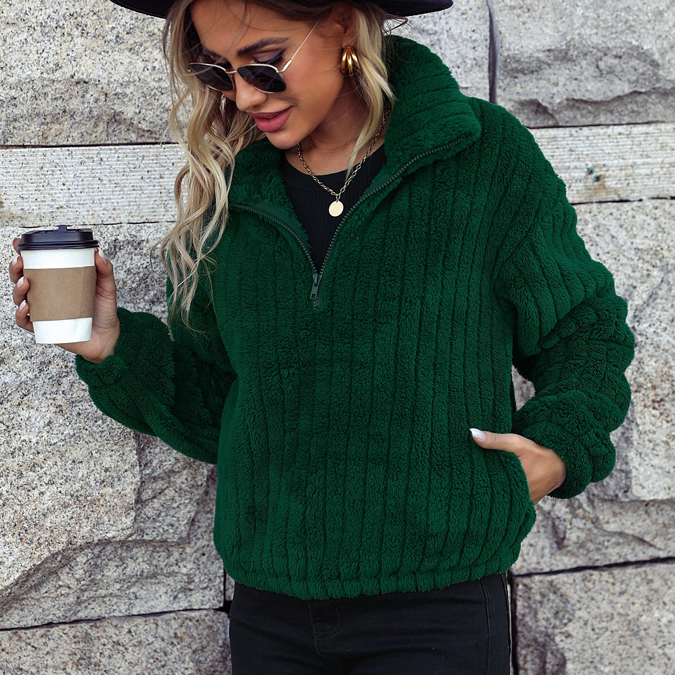 Pull-over en polaire pour femmes dans un style décontracté Chic und Stil