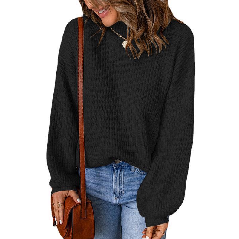 Pull en gros tricot pour femmes avec coupe ample et col montant Chic und Stil