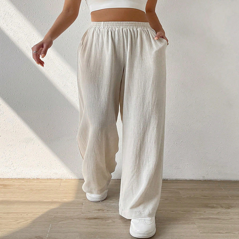 Pantalon ample de loisirs pour femmes avec taille élastique et poches latérales pratiques Chic und Stil