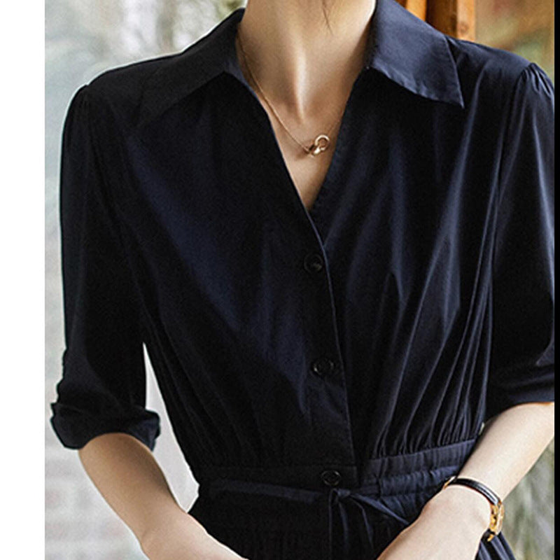Robe midi élégante à boutons pour femmes Chic und Stil