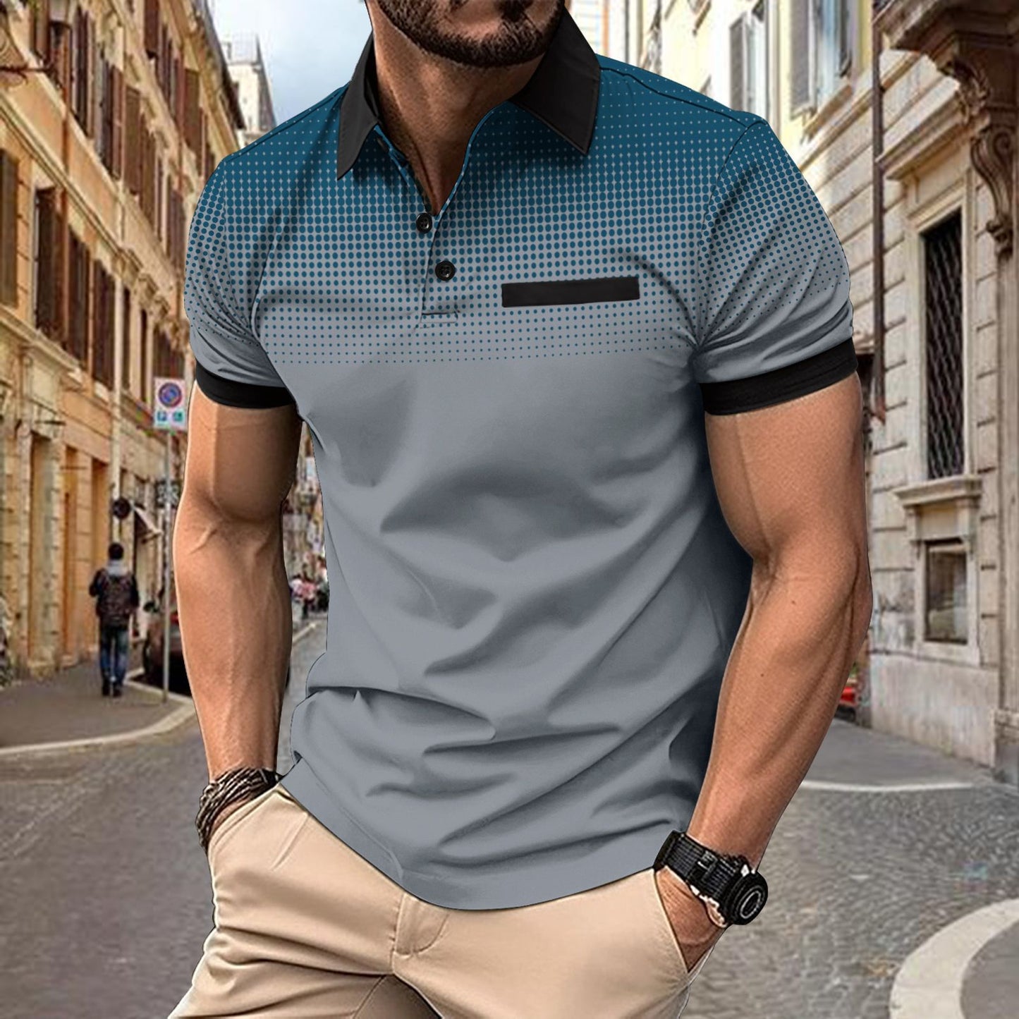 Polo-shirt pour hommes à manches courtes avec motif dégradé Chic und Stil
