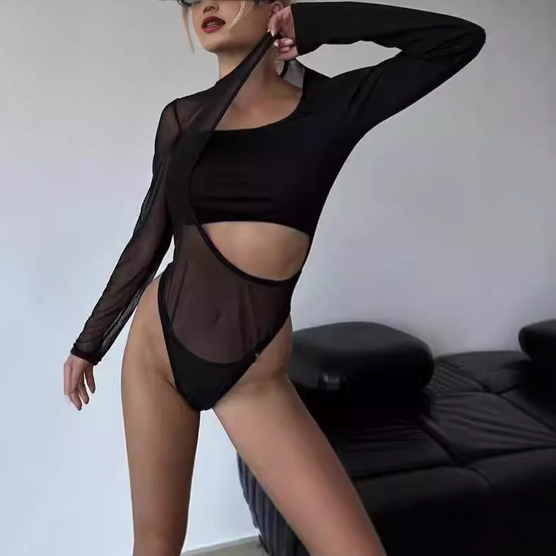 Body femme avec design asymétrique et manches transparentes Chic und Stil