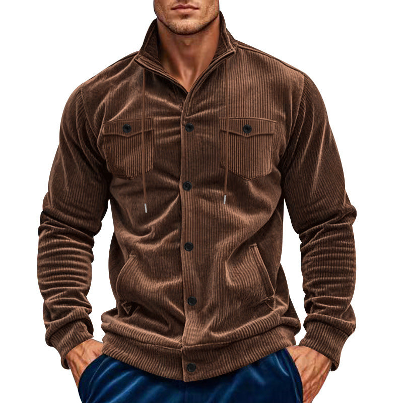 Chemise utility pour hommes en velours côtelé texturé avec poches poitrine pratiques Chic und Stil