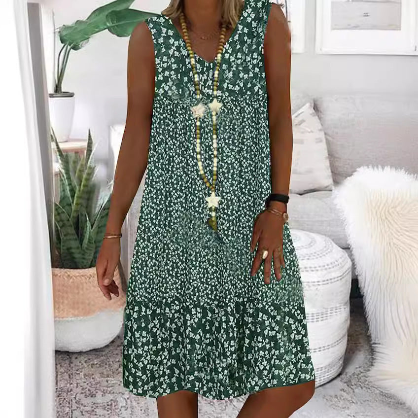 Robe maxi hippie pour femmes avec motifs floraux et détails en volants Chic und Stil