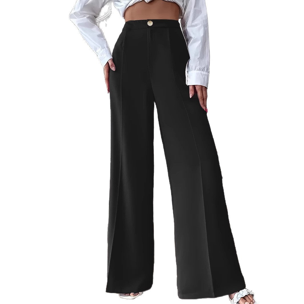 Wide palazzo pants for women with a stylish high waist cut and a button detail Chic und Stil