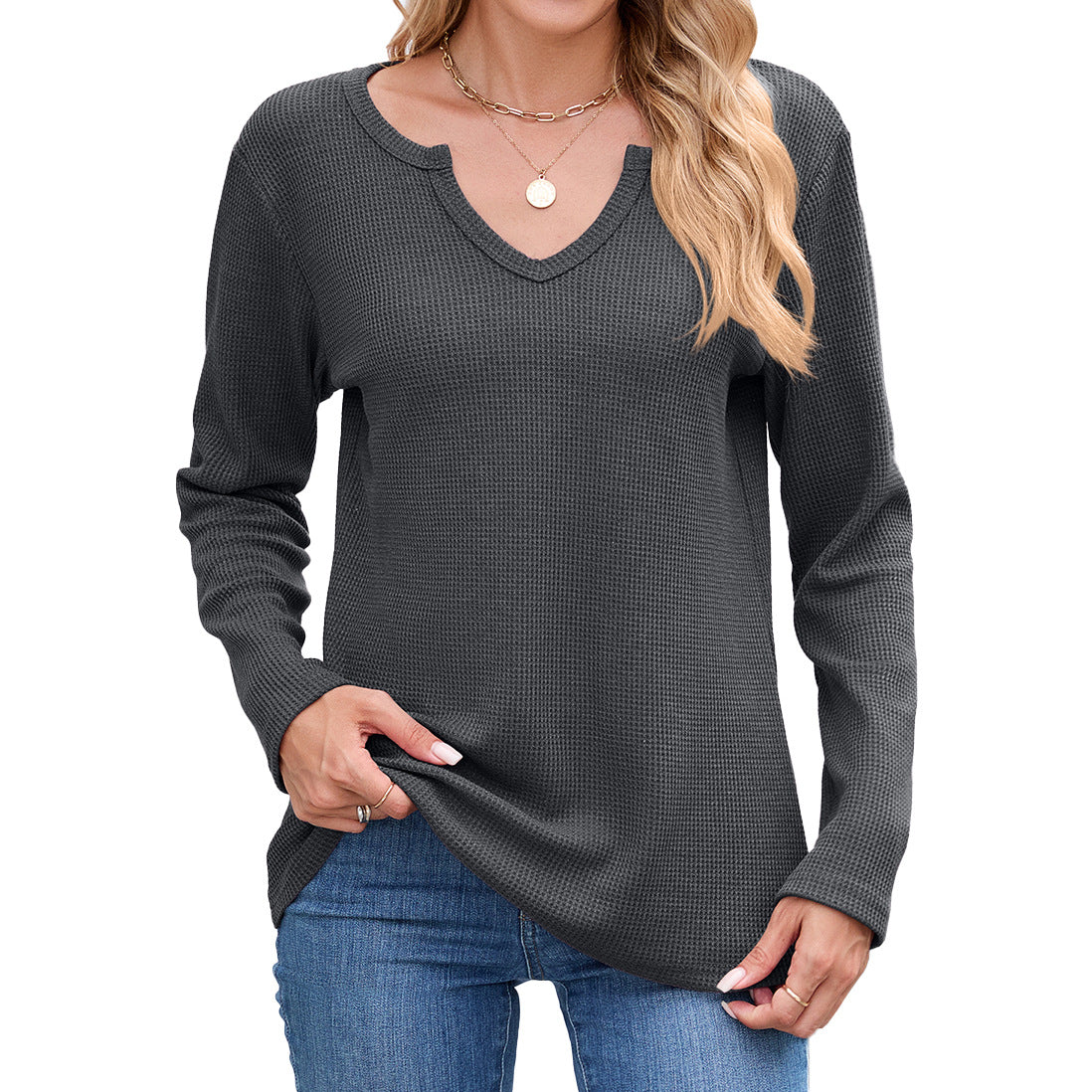 Chemise à manches longues en structure gaufrée Chic und Stil pour femmes
