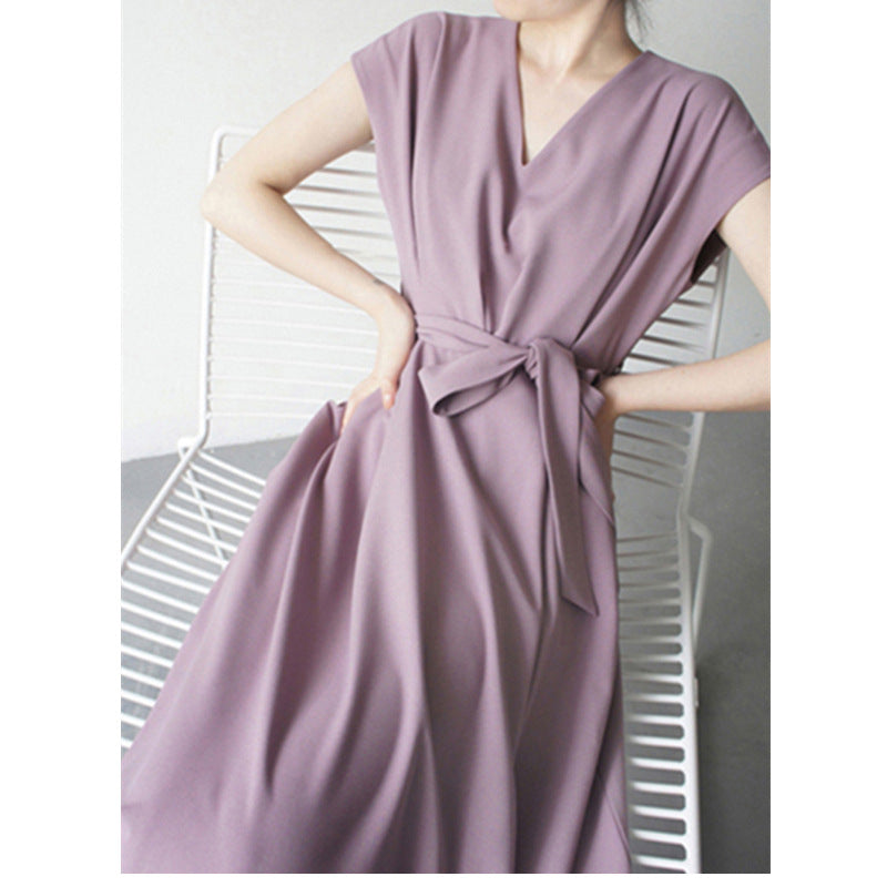Robe midi wrap à décolleté en V pour femmes avec poches Chic und Stil