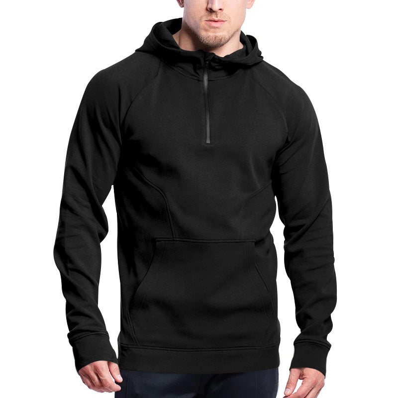 Hommes Sweat à capuche sportif avec fermeture à demi-zip pratique et poches latérales Chic und Stil