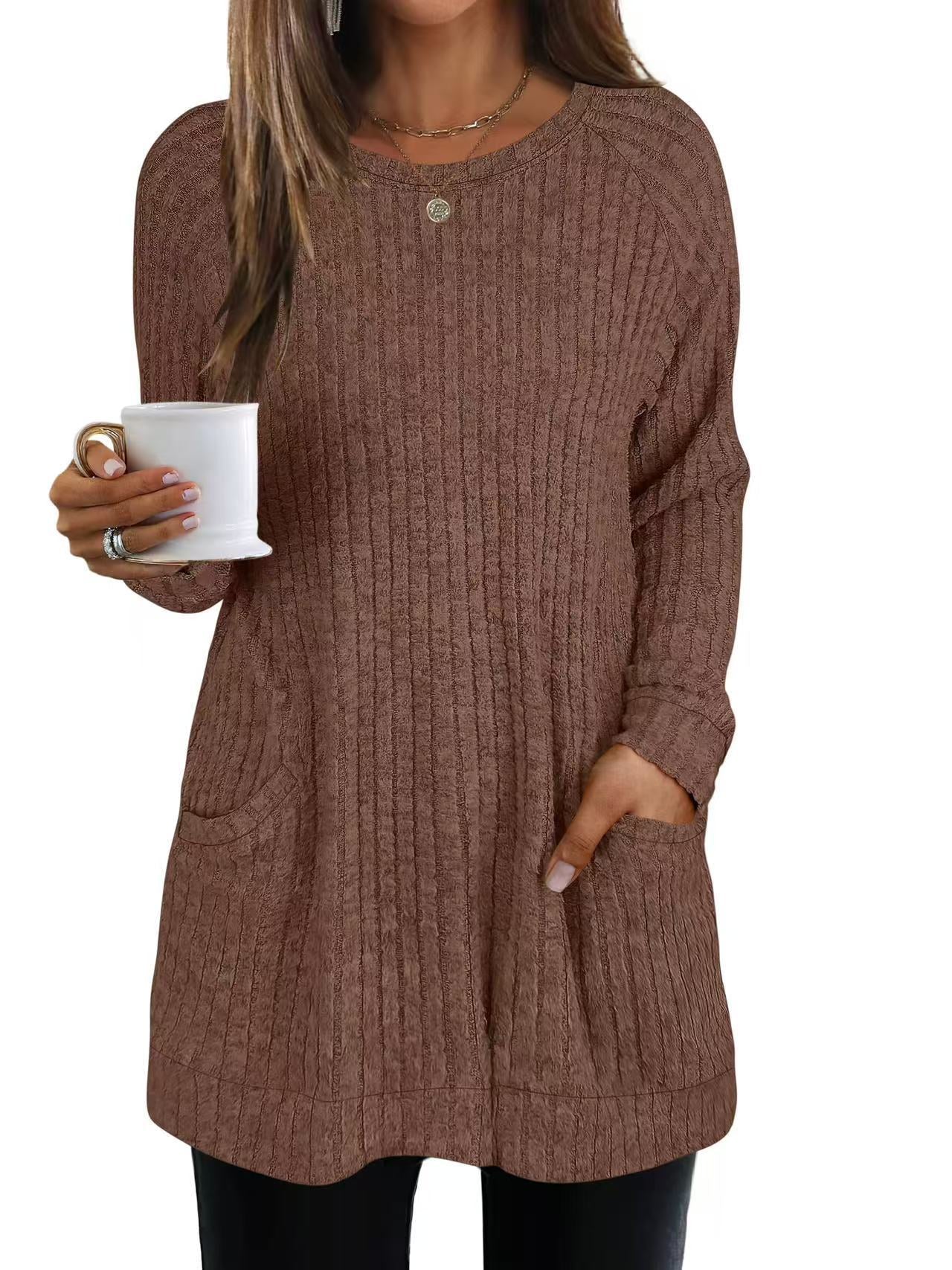 Pull en tricot décontracté pour femmes avec poches latérales et structure ribbed Chic und Stil