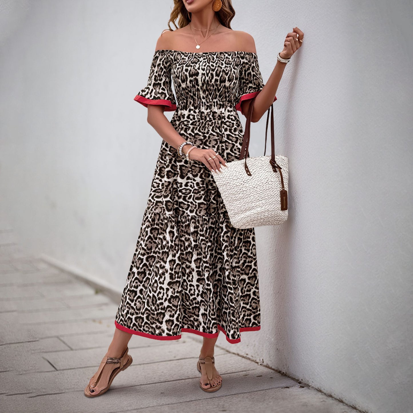 Robe maxi à volants à épaules dénudées pour femmes avec ourlet en volants détaillé Chic und Stil
