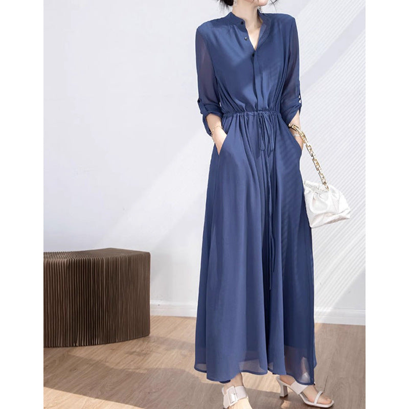 Robe Maxi Élégante pour Femme avec Taille à Cordon Chic und Stil