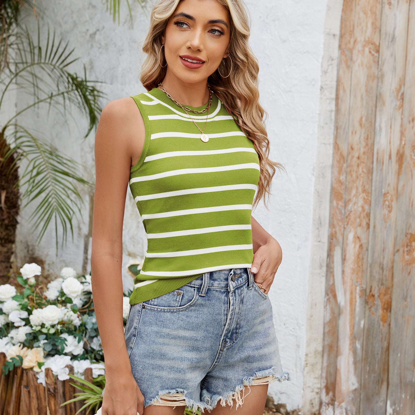 Women's sleeveless blouse with a fashionable chic and stylish cut