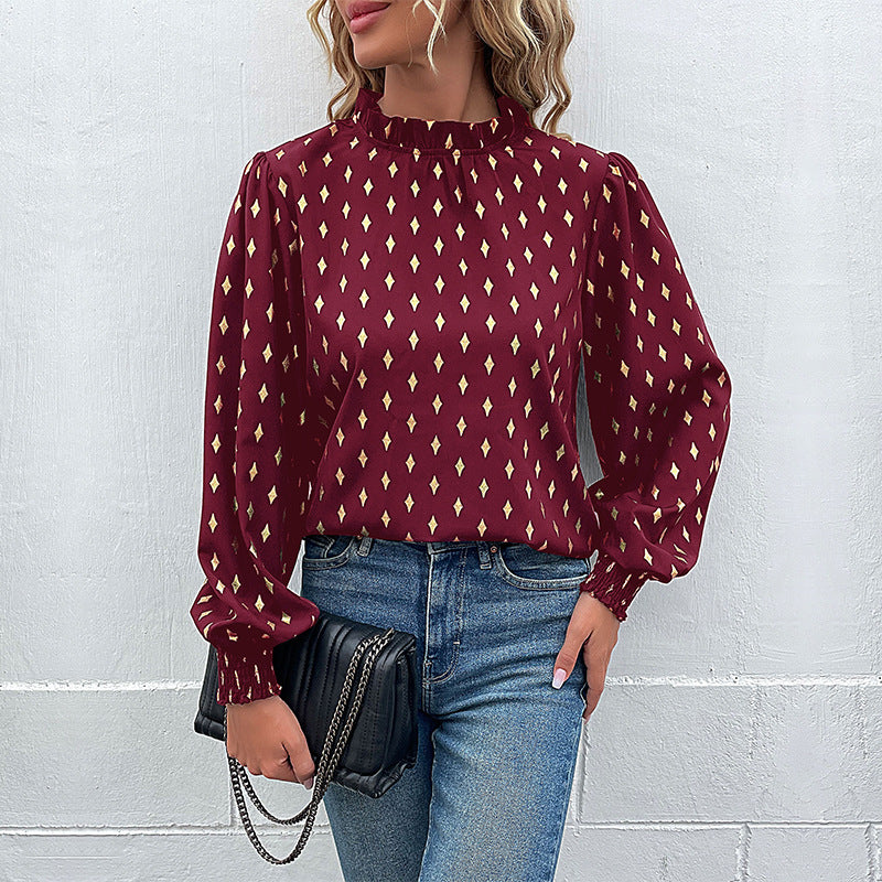 Chemisier femme avec impression de haute qualité et manches bouffantes généreuses Chic und Stil