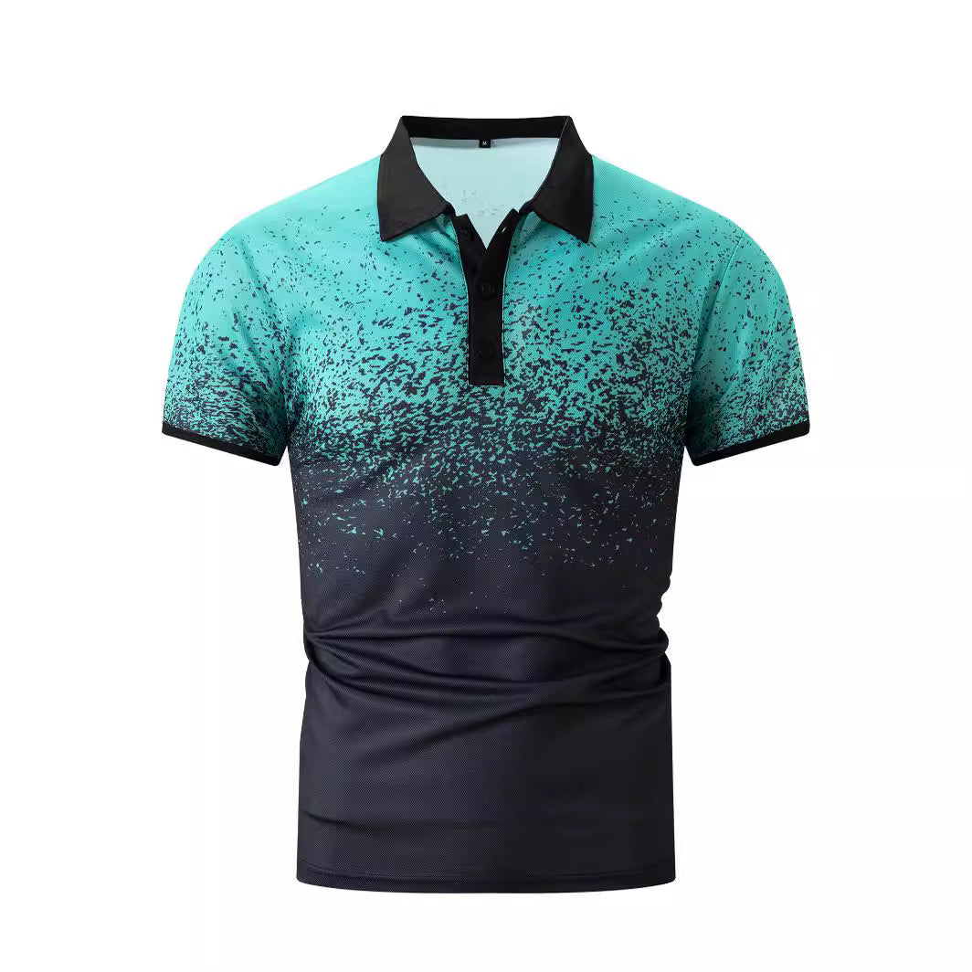 Hommes-Gradient-Impression-Performance-Polo-shirt Chic und Stil